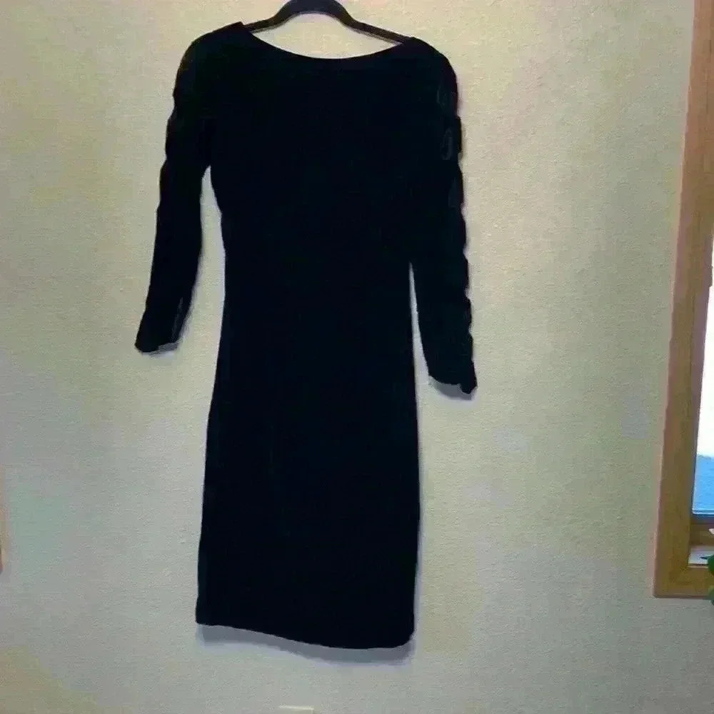 Anita modes velvet sexy black dress sz XS open back cut outs high neck knee